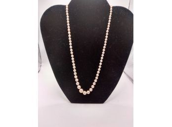Genuine Graduated 20' Pearl Necklace With 14k White Gold With Sapphire And Pearl Clasp.