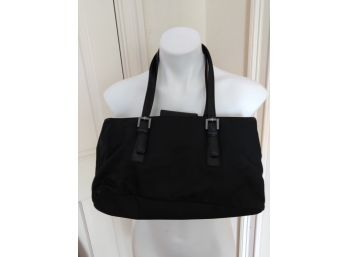 Black Coach Handbag  Nylon With Leather Trim