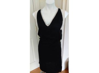 Designer Dress Black With Ivory (Crepe) Trim By Ann Demeulemeester Size 36