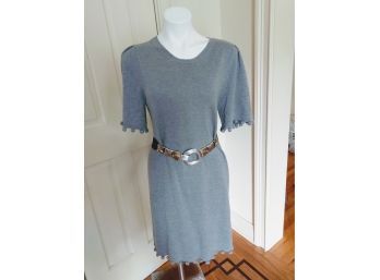 Banana Republic Grey Cotton Knit Dress W/ Silver Buckle Belt From Chicos