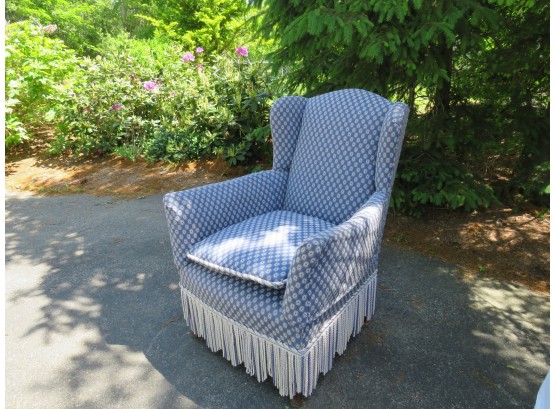 Blue Arm Chair With Fringe Bottom