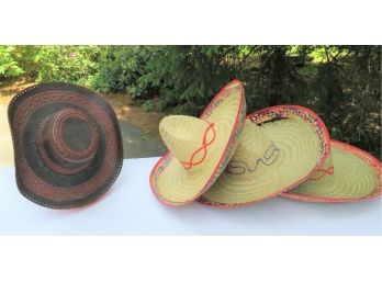 Straw Costume Hats And Tooled Leather Hat