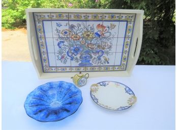 Painted Tile Tray Art Glass And Ceramics