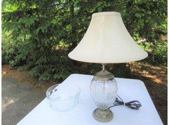 Glass Table Lamp With Glass Bowl
