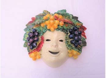 Montelupo Italian Majolica Tuscan Bacchus Wall Mask Art