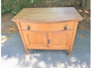 Oak Dry Sink Bow Front Commode