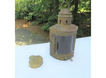 Nautical Brass Lantern And Brass Seashell