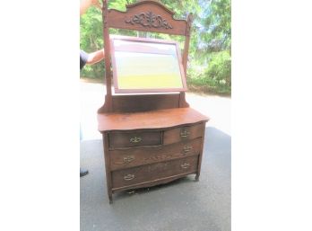 Oak Bureau With Tilt Mirror