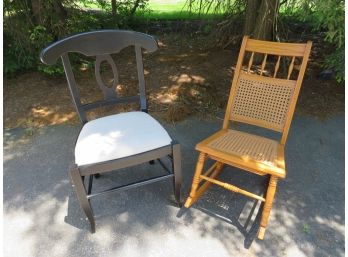 Vintage Cane Rocker And Italian Side Chair