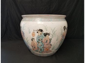 Large Chinese Porcelain Fish Bowl Planter Pot