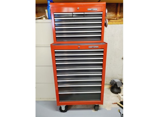 Two Piece Rolling Craftsman Red Tool Chest