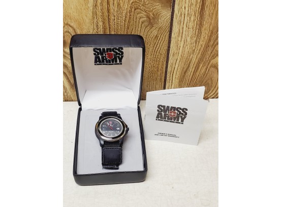 Swiss Army Water Resistant Men's Black Watch In Original Box