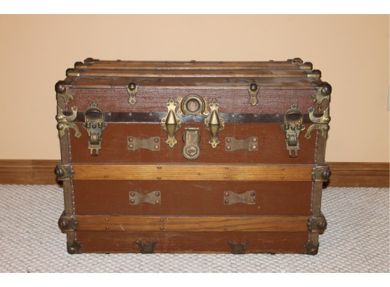 Antique Travel Trunk With Insert - Great Patina