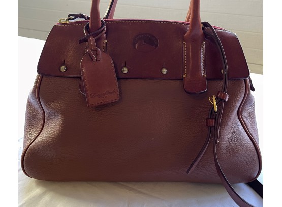 Vintage Dooney & Bourke Brown Leather Saddle Wilson Tote With Strap
