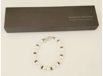 Silpada Sterling Silver & Fresh Water Pearl Ladies 8' Beaded Bracelet