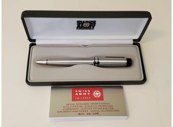 New Swiss Army Steel Ballpoint Pen In Box