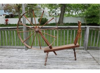 Large Antique Walking Spinning Wheel