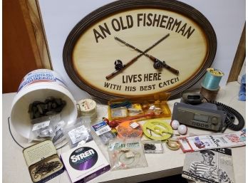 Fisherman Take Note:  3D Fishing Wall Sign, Sinkers, Line, Bobbers & More