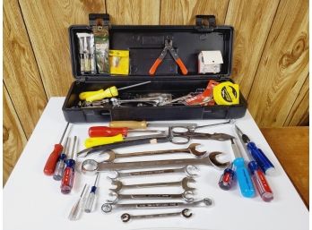 Small Sears Standard Truck Box Filled With Hand Tools! Wrenches, Screwdrivers And More