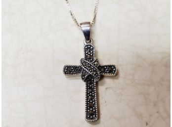 Sterling Silver Marcasite Cross With Chain