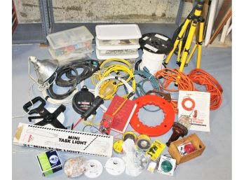 Large Electrical Lot With Lights & Lighting, Extension Cords, Outlets, Romex Cable, Etc.