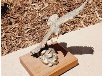 Vintage Cold Cast Bronze Soaring Eagle Sculpture
