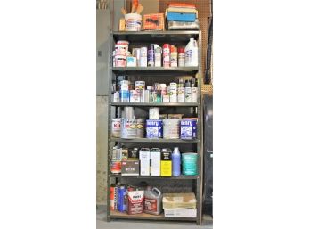 Six Shelves Full Of Paint And Paint Related Products - Take What You Want