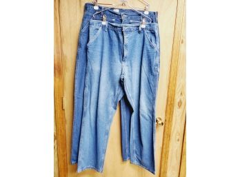 Two Pairs Of Men's Carhartt Blue Denim Men's Work Jeans Pants - Size 40 X 32