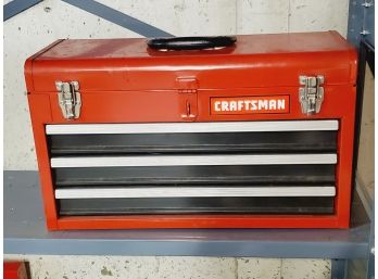 Craftsman Red Portable Tool Box Filled With Hand Tools - See Photos !!