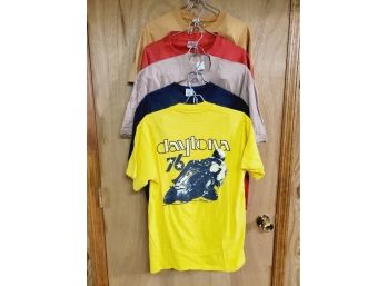 Five Vintage 1970s 80s Motorcycle Motocross Racing Men's Size Large T-shirts