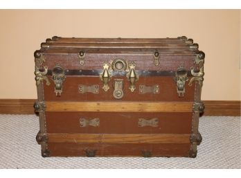 Antique Travel Trunk With Insert - Great Patina