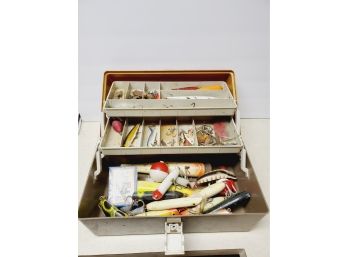 Vintage Tackle Box Full Of Fishing Lures, Hooks And More - Including Flatfish