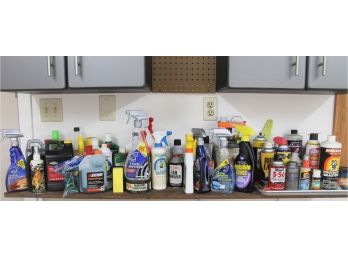 Large Shelf Lot Of Auto And Outdoor Products From Armor All, Echo, Briggs & Stratton, WD-40, Shell Oil & More