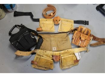 Tool Belt Lot From Carhartt, Craftsman, Custom Leather Craft And More