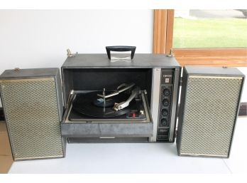 Vintage Gerrard Symphonic Skyliner Portable Record Player And Speakers