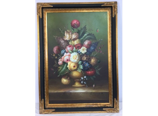 Giclee Painting, Floral Still-life, Gilt Framed, Signed