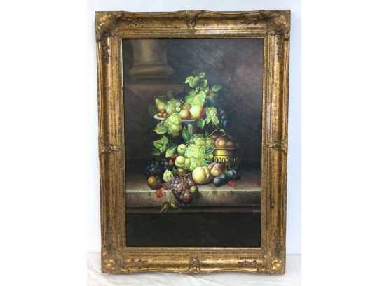 Giclee Painting, Still-life With Fruit, Gilt Framed, Unsigned