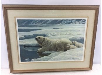 Lithograph, Polar Bear With Cubs, Robert Bateman