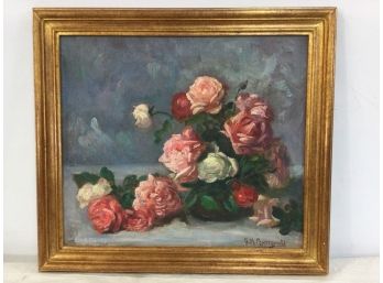 Painting, Floral Still-Life, Signed G. M. Parpagnoli, Gilt Framed