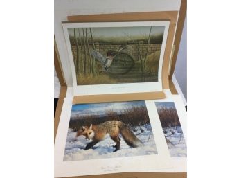 Lot Lithos, Nature Prints, Fox, Ducks, By Nancy Glazier, James Holman