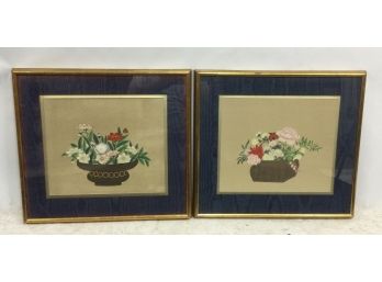 Pair Floral Still-lifes On Silk, Appear Chinese, No Name