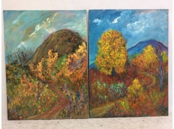 2 Paintings, Landscapes, By Milton Lunin, Peekskill, NY.
