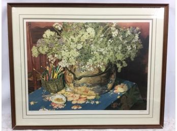 Lithograph, Still-Life With Flowers, Audean  Johnson, Lithograph In Color,