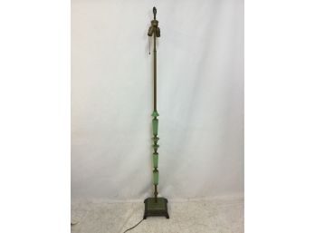Deco Floorlamp, Green Glass Decorated Column, Height Is 64.5