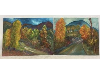 2 Paintings, Landscapes, Milton Lunin, Peekskill Artist, Oil On Canvas