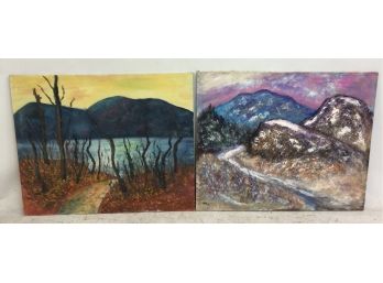 2 Paintings, Landscapes, By Milton Lunin, Peekskill, NY.