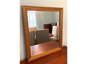 Contemporary Gold-Toned Framed Bevel Mirror: 23' H X 19 W