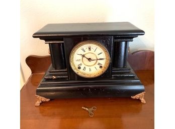 Unmarked Mantle Clock With Strike And Chime, Key