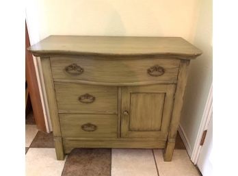 Green-painted Washstand Or Commode With Three Drawers And Cupboard Door29.5' H X 35' W X