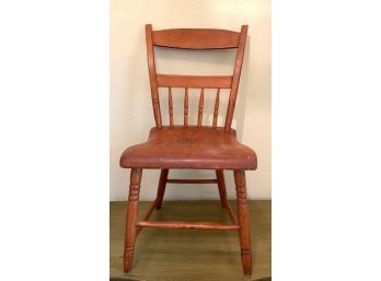 Antique Wood Chair With Turned Legs And Stretchers